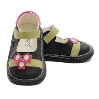 Little Girl Size 12 Black Flower Motif Mary Jane Velcro Shoe: No: Shoes