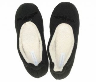 Charter Club Women's Casual Slip On Pointelle Ballerina House Shoes Slippers (Small, Black) Scuffs Slippers Shoes