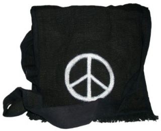 Authentic Soul 100% Pure Organic Hemp Peace Sign Hand Bag Purse. Black. One Size.: Shoes