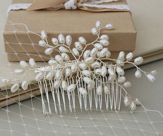 bud pearl bridal hair comb by jewellery made by me