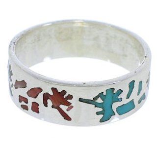 Multicolor Sterling Silver Kokopelli Ring Band Size 8 1/4 UX32659 SilverTribe Jewelry