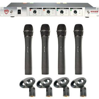 401 Quad 4 Channel Professional VHF Wireless Hand Held Microphone System   Frequencies A/B/D/N, 171.905MHz, 185.15MHz, 209.15MHz, 197.15MHz: Musical Instruments
