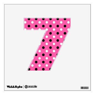 Pink Black White Polka Dots Wall Decal   Number 7 Room Decal