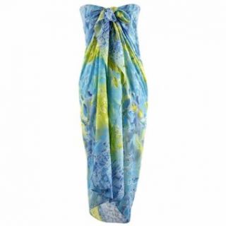 Luxury Divas Blue & Green Splash Print Long Beach Pareo Sarong Wrap Shawl: Clothing