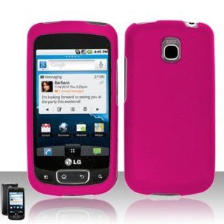 Pink Solid Color Rubber Texture T Mobile LG Optimus T P509 Snap on Cell Phone Case + Microfiber Bag: Cell Phones & Accessories