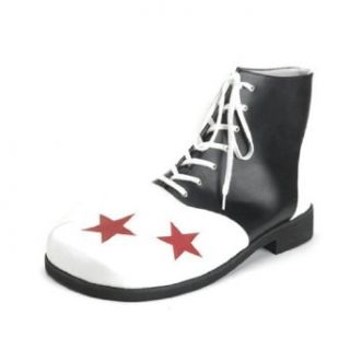Silly Black and White MENS SIZING Clown Shoe with Large Red Stars: Costume Footwear: Clothing