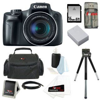 Canon PowerShot SX50 HS 12.1 MP Digital Camera with 50x Optical IS Zoom + NB 10L Battery + 8pc Bundle 16GB Deluxe Accessory Kit : Point And Shoot Digital Camera Bundles : Camera & Photo