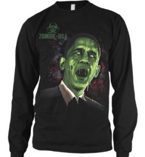 Obama Zombie Mens Halloween Thermal Shirt, Easy Cheap Halloween Zombie Long Sleeve Thermal: Clothing
