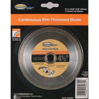 Northern Industrial Continuous Rim Dry Cutting Diamond Blade — 4 1/2in. Dia.  Diamond Blades