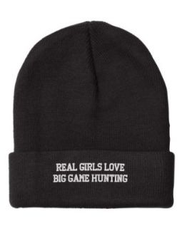 Fastasticdeal Real Girls Love Big Game Hunting Embroidered Beanie Cap: Clothing