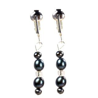 Romantic Black Pearl Clip On Earrings Authentic Freshwater Pearls  Hawaiian Beauty Dark Glamour for Women and Girls Valentines, Christmas: Jewelry
