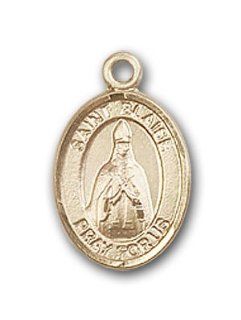 14kt Solid Gold Pendant Saint St. Blaise Medal 1/2 x 1/4 Inches Throat Ailments 9010  Comes with a Black velvet Box: Jewelry