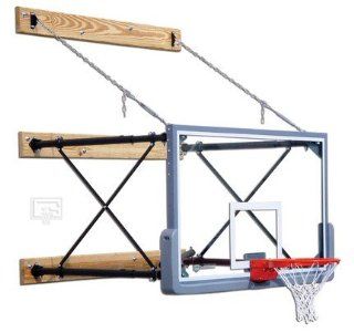 Fold Up Wall Mount Basketball System with 6 9' Foot Extension : In Ground Basketball Backboards : Sports & Outdoors