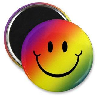 Rainbow SMILEY FACE Funny 2.25 inch Fridge Magnet : Refrigerator Magnets : Everything Else