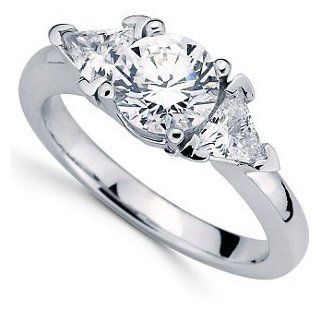 Ann Harrington Jewelry 14k White Gold 1/2 Ct Tw Trillion Cut 3 Stone Diamond Engagement Ring, 6.5 mm (for 1 Ct) Semi Setting: Jewelry
