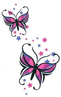Butterfly with Stars Large Temporary Body Art Tattoos 7" x 4.5": Clothing