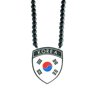 Korea Flag Wooden Pendant with Wood Bead Necklace SwaggWood Made in USA: Jewelry