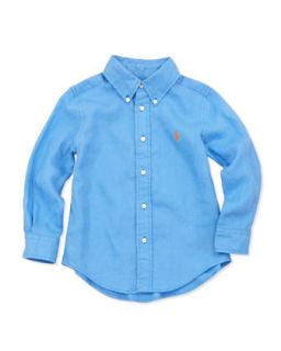 Linen Long Sleeve Blake Shirt, Blue, 2T 3T   Ralph Lauren Childrenswear