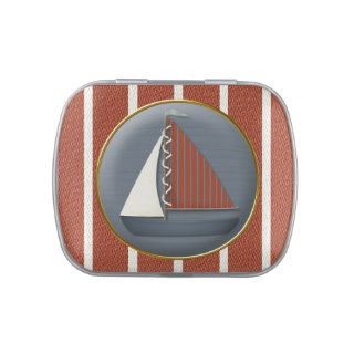Red and Blue Sailboat Baby Shower Candy Jelly Belly Tin
