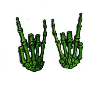 Novelty Iron On Patch   Creepy Zombie Dead Green Skeleton Devil Hands Applique Clothing