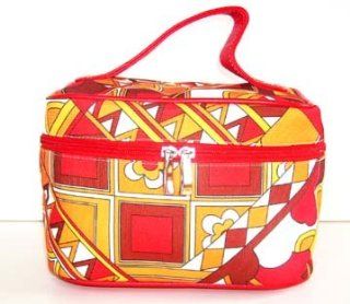 Ascot Make up Cosmetic Train Case in Yellow Pucci inspired print : Cosmetic Bags : Beauty
