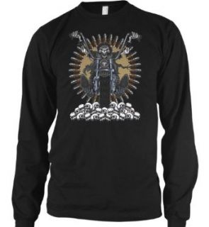 Death Rider Mens Thermal Shirt, Skeleton Riding Chopper Design Mens Long Sleeve Thermal Shirt: Clothing