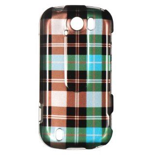 HTC MyTouch 4G Slide / Doubleshot Snap on Protector Case Cover   Blue Check Design: Cell Phones & Accessories