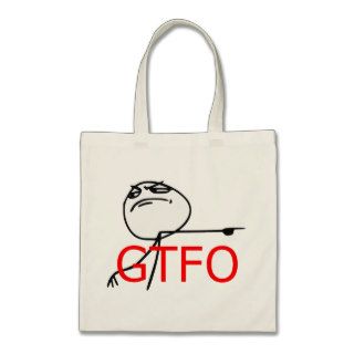 GTFO Get Out Guy Rage Face Comic Meme Canvas Bags