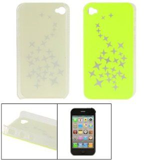 Lime Hard Plastic Silver Tone Stars Back Case for iPhone 4 4G: Cell Phones & Accessories