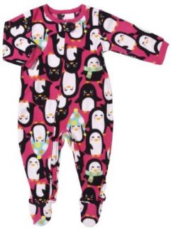 Carter's Girls Hot Pink Penguin Fleece Footed Sleeper Pajamas (5t): Clothing