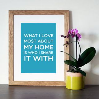 'my home' family quote print by hope and love