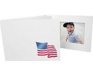 Foil American Flag on white cardboard photo folder Our price is for 50 pcs   4x6 : Photo Presentation Portfolios : Camera & Photo