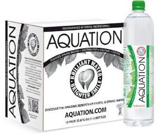Aquation Xylitol Enhanced Spring Water, 33.8 Ounce (Pack of 12)  Flavored Drinking Water  Grocery & Gourmet Food