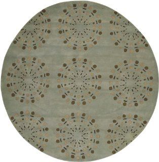 Surya Bombay BST 428 Contemporary Hand Tufted 100% New Zealand Wool Foggy Blue 8' Round Geometric Area Rug   Area Rugs