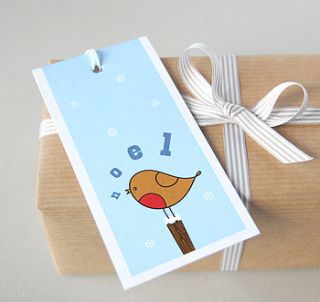 set of six robin christmas gift tags by mrs booth