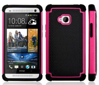 HTC One M7 Smart Bumper Skin Guard Ballistic Hard Case Cover w/ Screen Protector (pink): Cell Phones & Accessories