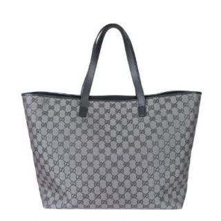 Gucci Women's Silver Canvas Leather Trimmed Guccissima Print Tote Shoulder Bag Shoes