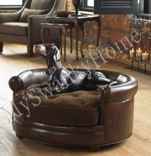 Ultra Luxury Large Dog Pet Bed Round   Plush / Leather : Neiman Marcus : Pet Supplies