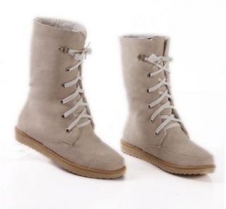 Winter Warm Boots, Woman's Snow Bots Shoes For Women Motorcycle Boots Beige Color Size 6 (Length 23.5cm): Equestrian Boots: Shoes
