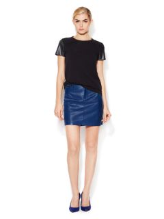 Studded Leather Mini Skirt by Maje