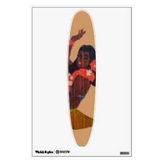 Hawaii Hula Dancer Surfboard Wall Sticker