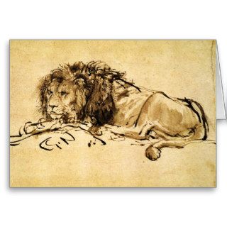 THE CAPE LION LYING DOWN GREETING CARD