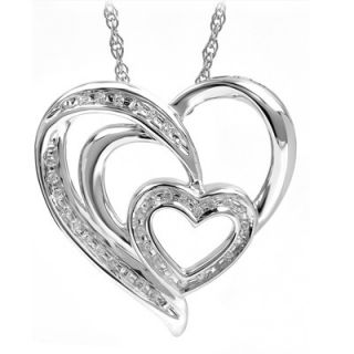 10 CT. T.W. Diamond Interlocking Hearts Pendant in Sterling Silver