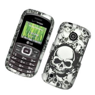 Black with White Tunnel Skull Rubber Texture LG Cosmos Touch Vn270 Snap on Cell Phone Case + Microfiber Bag Cell Phones & Accessories