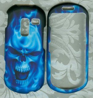 Blue Skull Rubberized Samsung R455c Sch r455c Protector Phone Cover Hard Snap: Cell Phones & Accessories