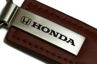 Honda Brown Leather Key Fob Authentic Logo Key Chain Key Ring Keychain Lanyard: Automotive