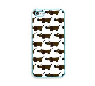 Dachshunds White Aqua Silicon Bumper iPhone 5 Case   Fits iPhone 5 Cell Phones & Accessories