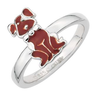 Stackable Expressions™ Polished Brown Enameled Dog Ring in Sterling