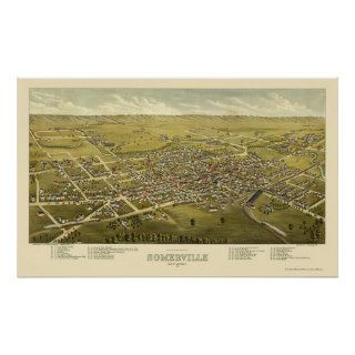 Somerville, NJ Panoramic Map   1882 Print