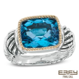 EFFY™ Final Call Rectangular Blue Topaz Ring in Sterling Silver and